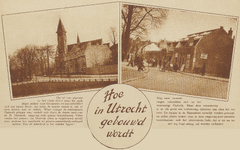 872959 Collage van 2 foto's betreffende de veranderingen in de wijk Oudwijk te Utrecht, met links een afbeelding van de ...
